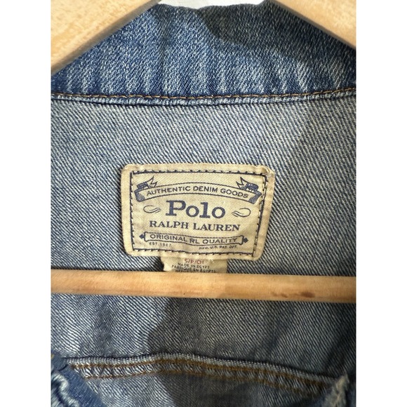 POLO‎ RALPH LAUREN Women's Distressed Faded Denim Trucker Jacket Small NWT - Picture 2 of 12